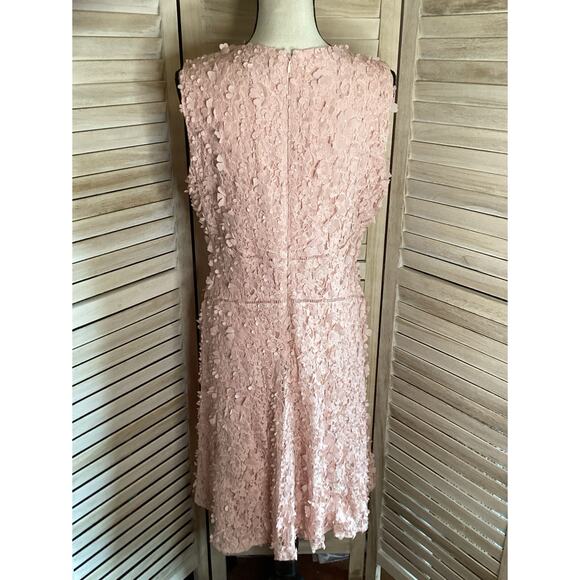 Sportmax Defile Pink 3 D Floral Appliqué Fit and Flare Formal Dress L -XL - Picture 5 of 12
